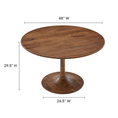 Lippa 48in round solid wood dining table with brown finish and pedestal base by Modway on Tampa Home & Garden Store