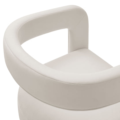 Winslow Barrel Performance Velvet Dining Chair back in ivory, curved soft upholstery on Tampa Home & Garden Store