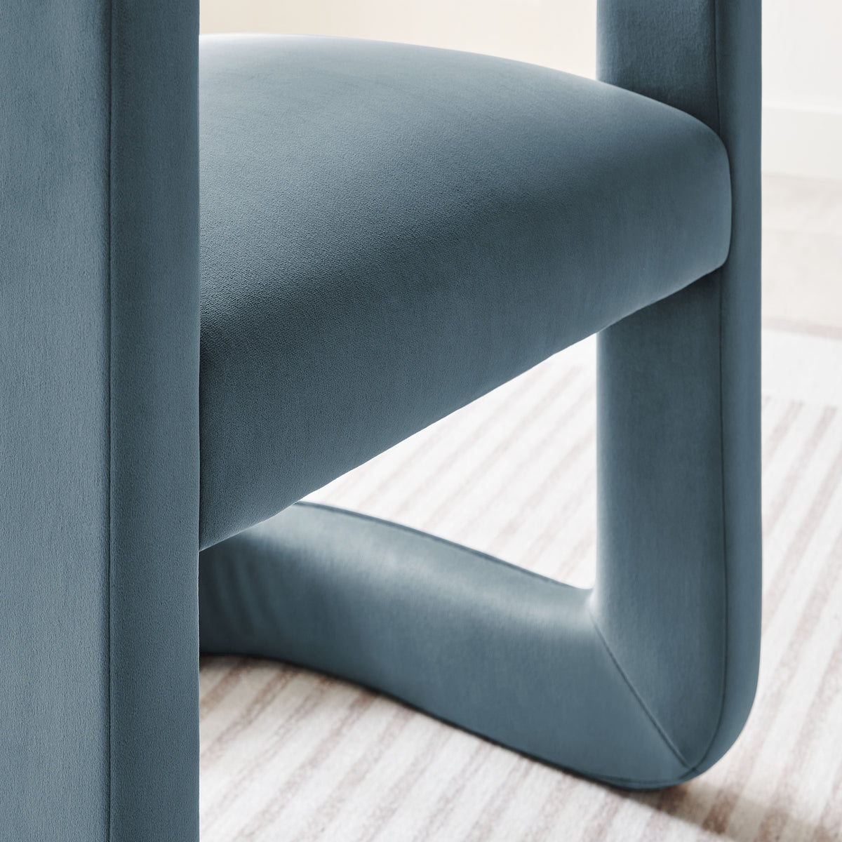 Winslow Barrel Performance Velvet Dining Chair blue upholstery curved arm on Tampa Home & Garden Store