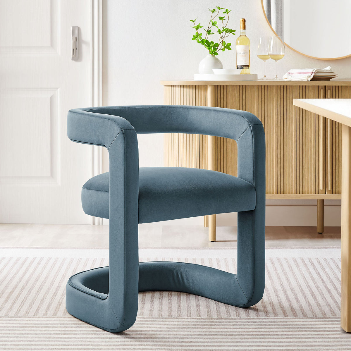 Winslow Barrel Performance Velvet Dining Chair in blue upholstery by Modway on Tampa Home & Garden Store