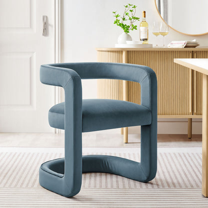Winslow Barrel Performance Velvet Dining Chair in blue upholstery by Modway on Tampa Home & Garden Store