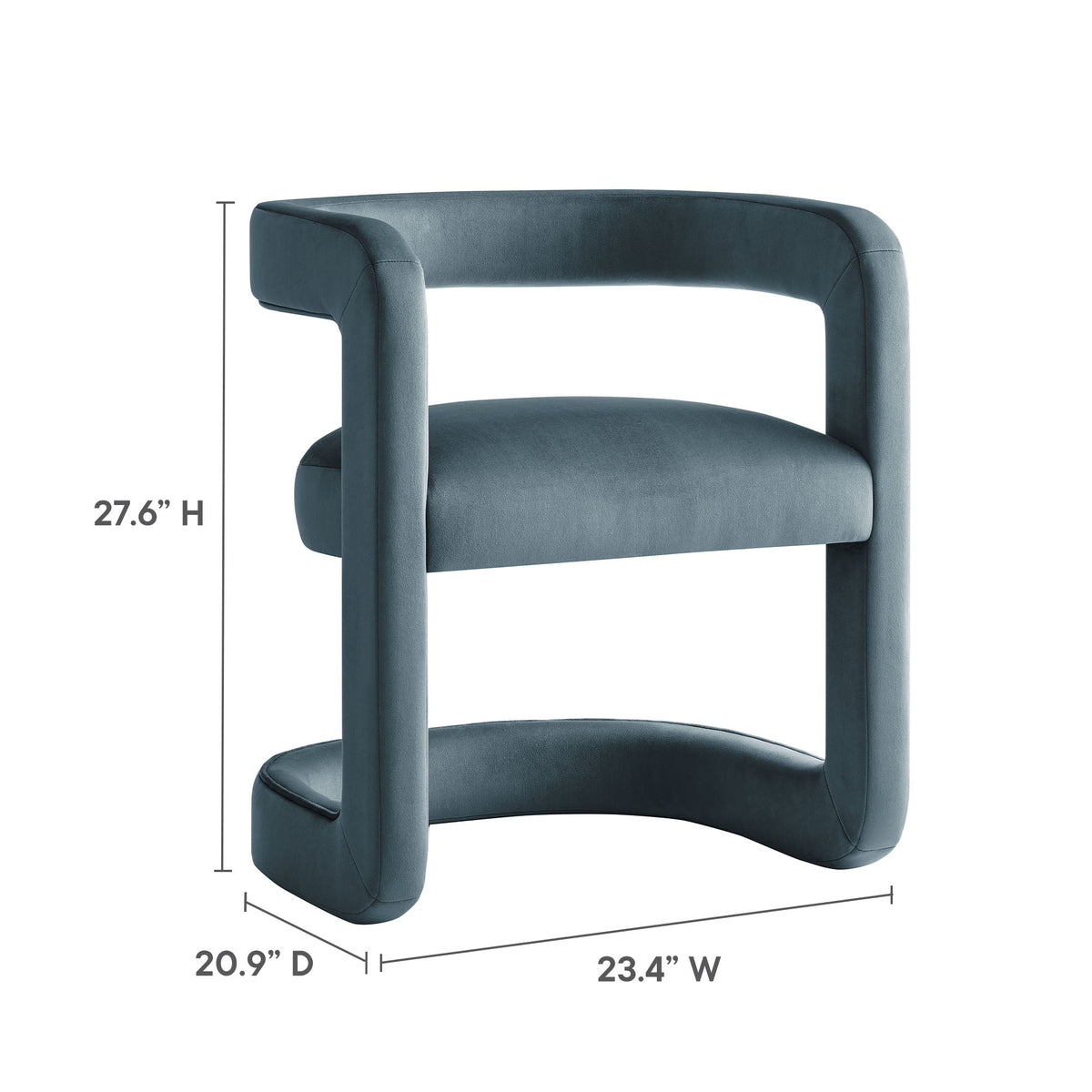 Winslow Barrel Performance Velvet Dining Chair by Modway in blue velvet with curved barrel back on Tampa Home & Garden Store