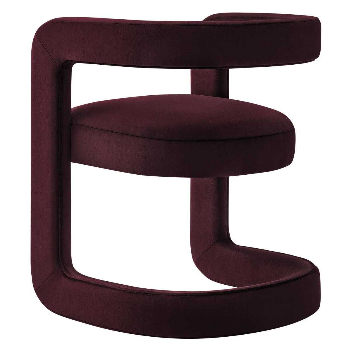 Winslow Barrel Velvet Dining Chair burgundy upholstery close-up on Tampa Home & Garden Store