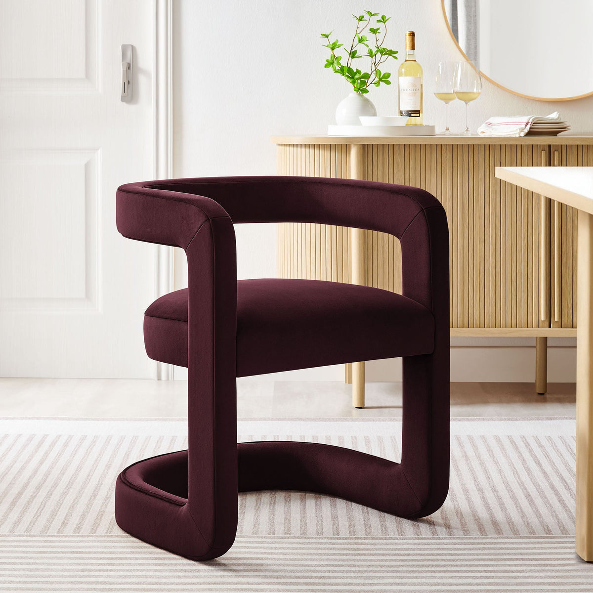 Winslow Barrel Performance Velvet Dining Chair burgundy velvet upholstery by Modway on Tampa Home & Garden Store