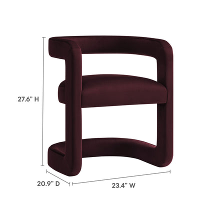 Winslow Barrel Performance Velvet Dining Chair by Modway in burgundy velvet with curved arms on Tampa Home & Garden Store