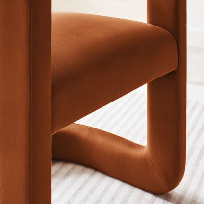 Winslow barrel dining chair burnt orange performance velvet upholstery close-up by Modway on Tampa Home & Garden Store