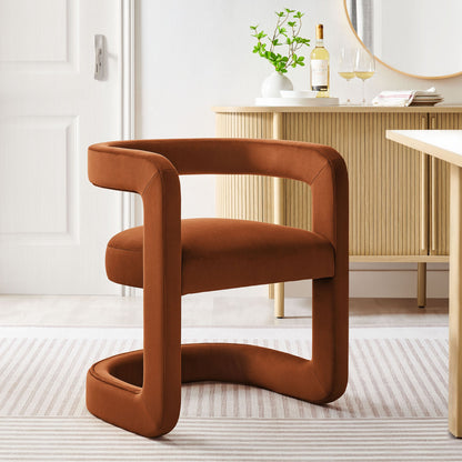 Winslow Barrel Performance Velvet Dining Chair by Modway in terracotta velvet with curved arms on Tampa Home & Garden Store