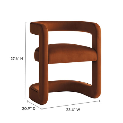 Winslow Barrel Performance Velvet Dining Chair rust velvet with curved barrel back by Modway on Tampa Home & Garden Store