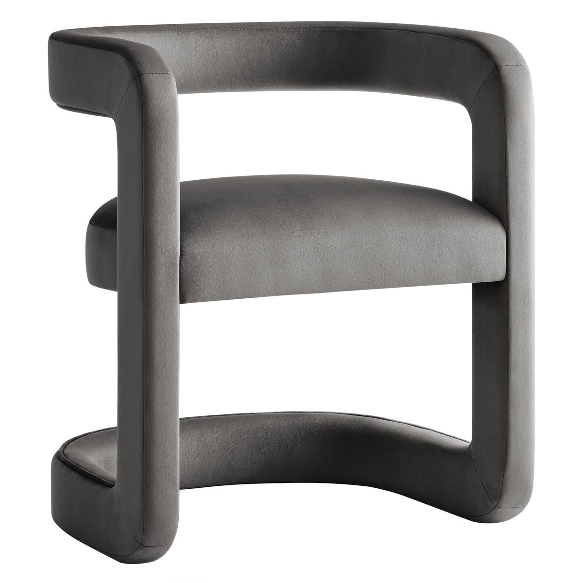 Winslow Barrel Performance Velvet Dining Chair dark gray velvet curved back by HouseOfZazla on Tampa Home & Garden Store