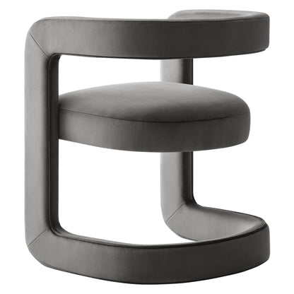 Winslow barrel velvet dining chair in grey with padded seat and rounded back by Modway on Tampa Home & Garden Store