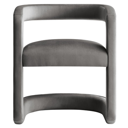 Winslow Barrel Performance Velvet Dining Chair by Modway, grey velvet with curved back on Tampa Home & Garden Store