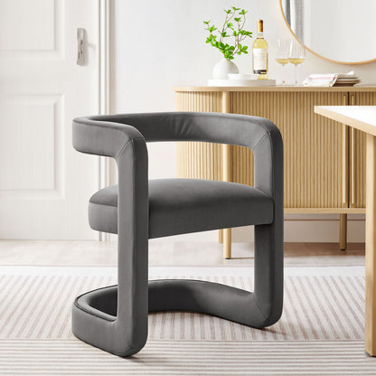 Winslow Barrel Performance Velvet Dining Chair by Modway, gray velvet, curved barrel silhouette on Tampa Home & Garden Store
