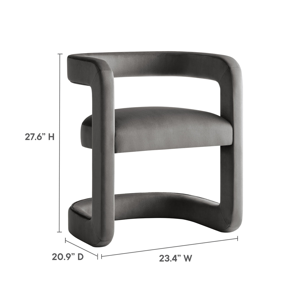 Winslow Barrel Performance Velvet Dining Chair by Modway in dark gray velvet, curved back on Tampa Home & Garden Store