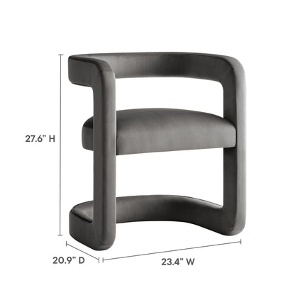 Winslow Barrel Performance Velvet Dining Chair by Modway in dark gray velvet, curved back on Tampa Home & Garden Store