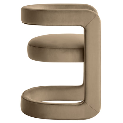 Winslow Barrel Velvet Dining Chair tan velvet with curved back and open side on Tampa Home & Garden Store
