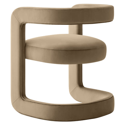 Winslow Barrel Performance Velvet Dining Chair by Modway in beige velvet with curved back on Tampa Home & Garden Store