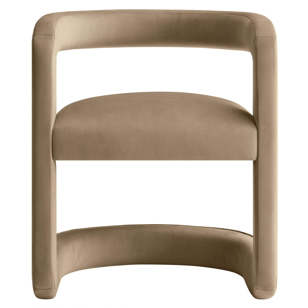 Winslow Barrel Performance Velvet Dining Chair with tan velvet upholstery and curved back on Tampa Home & Garden Store