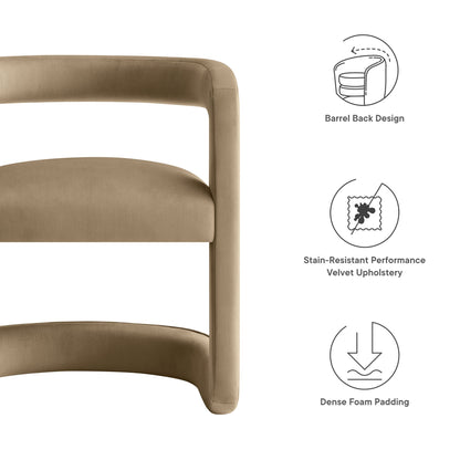 Winslow Barrel Performance Velvet Dining Chair by Modway tan velvet with barrel back design HouseOfZazla on Tampa Home & Garden Store