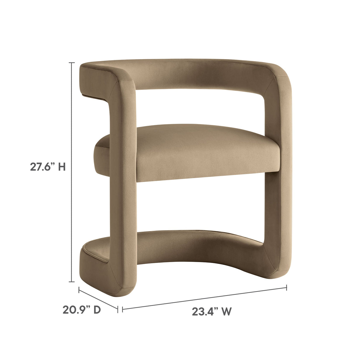 Winslow Barrel Performance Velvet Dining Chair beige velvet with curved arms by Modway on Tampa Home & Garden Store