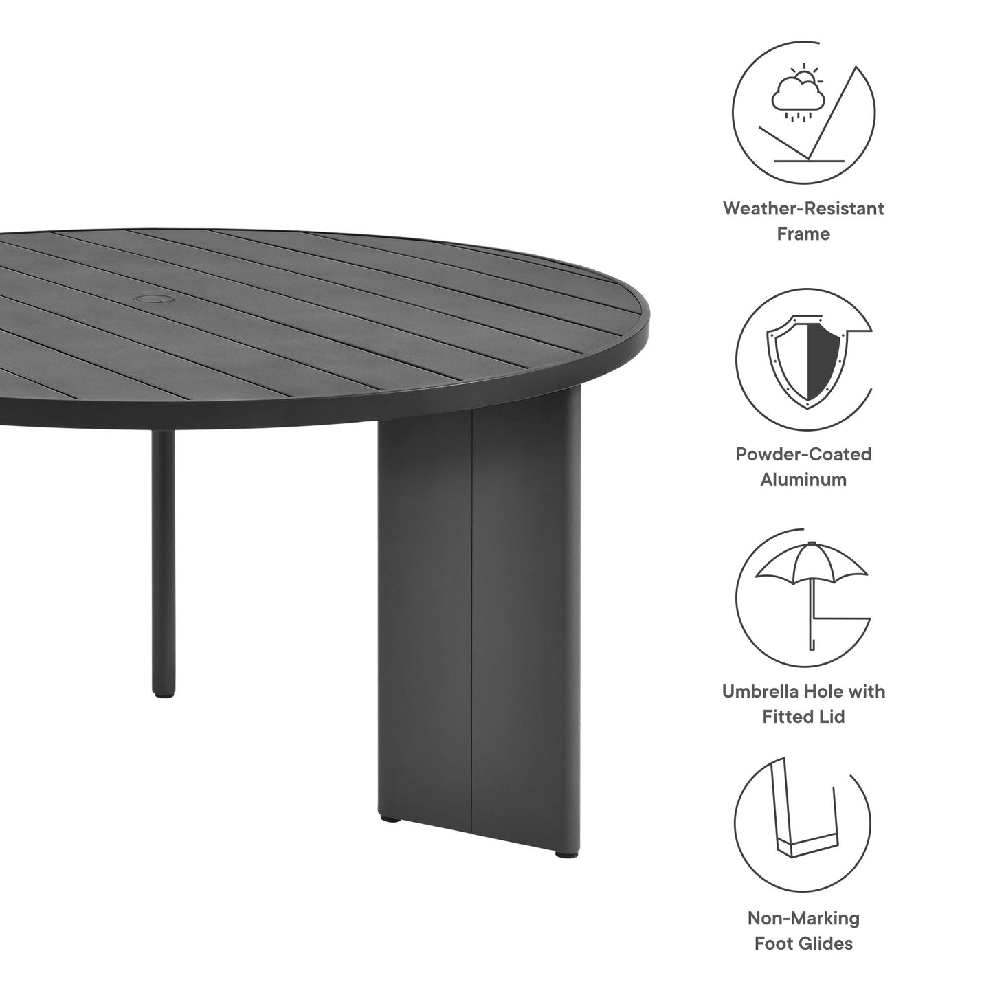 Modway Tahoe Round Outdoor Aluminum Dining Table