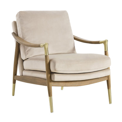 Langford Performance Velvet Accent Armchair Modway beige velvet with wooden arms brass accents on Tampa Home & Garden Store
