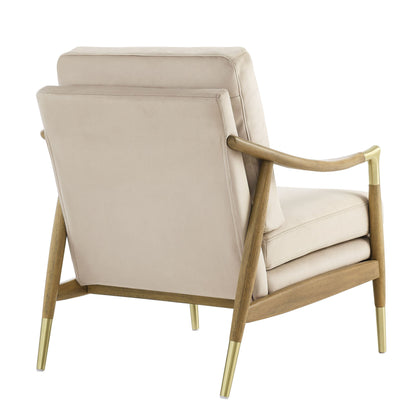 Langford Performance Velvet Accent Armchair beige velvet with wood frame by Modway on Tampa Home & Garden Store
