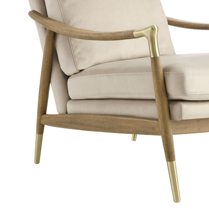 Langford Performance Velvet Accent Armchair beige velvet with wood frame on Tampa Home & Garden Store