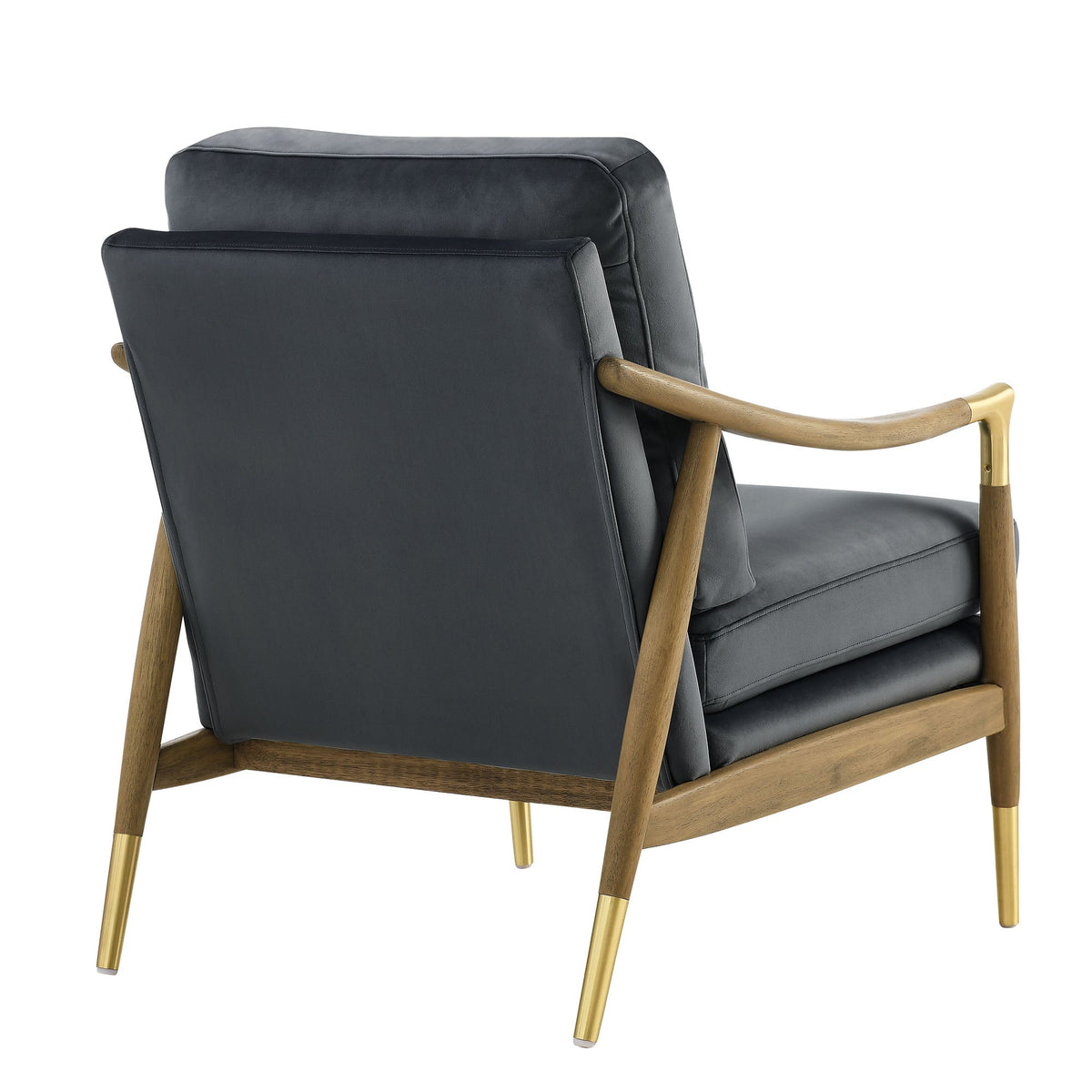 Langford Velvet Accent Armchair by Modway, dark blue velvet, wood frame with brass legs on Tampa Home & Garden Store
