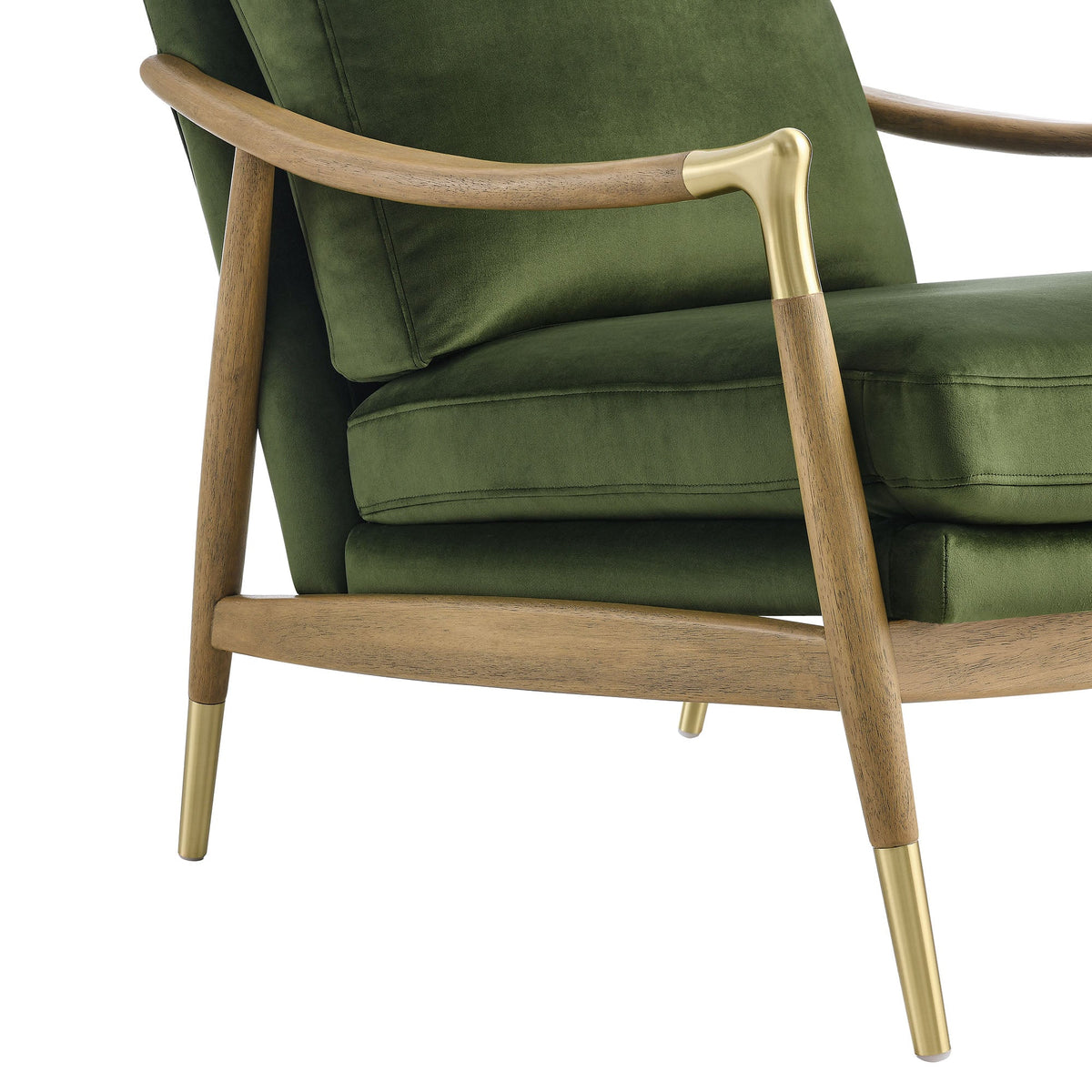 Langford velvet accent armchair with green upholstery and wood legs on Tampa Home & Garden Store