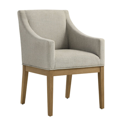 Alton Fabric Upholstered Dining Armchair beige fabric with natural wood legs HouseOfZazla on Tampa Home & Garden Store