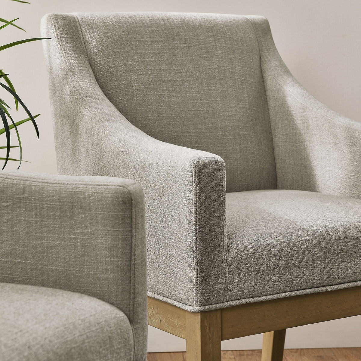 Alton Fabric Upholstered Dining Armchair gray fabric with light wood legs set of 3 HouseOfZazla on Tampa Home & Garden Store