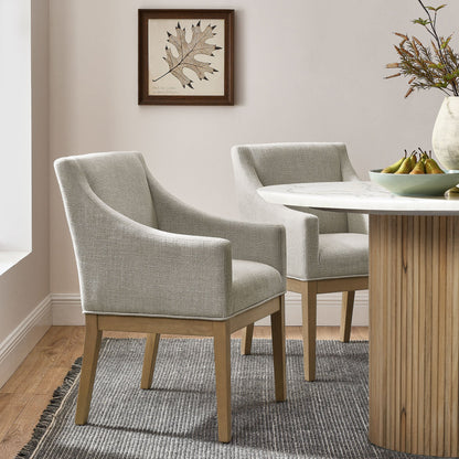 Alton Fabric Upholstered Dining Armchairs by Modway, light gray fabric, wood legs, set of 3 on Tampa Home & Garden Store