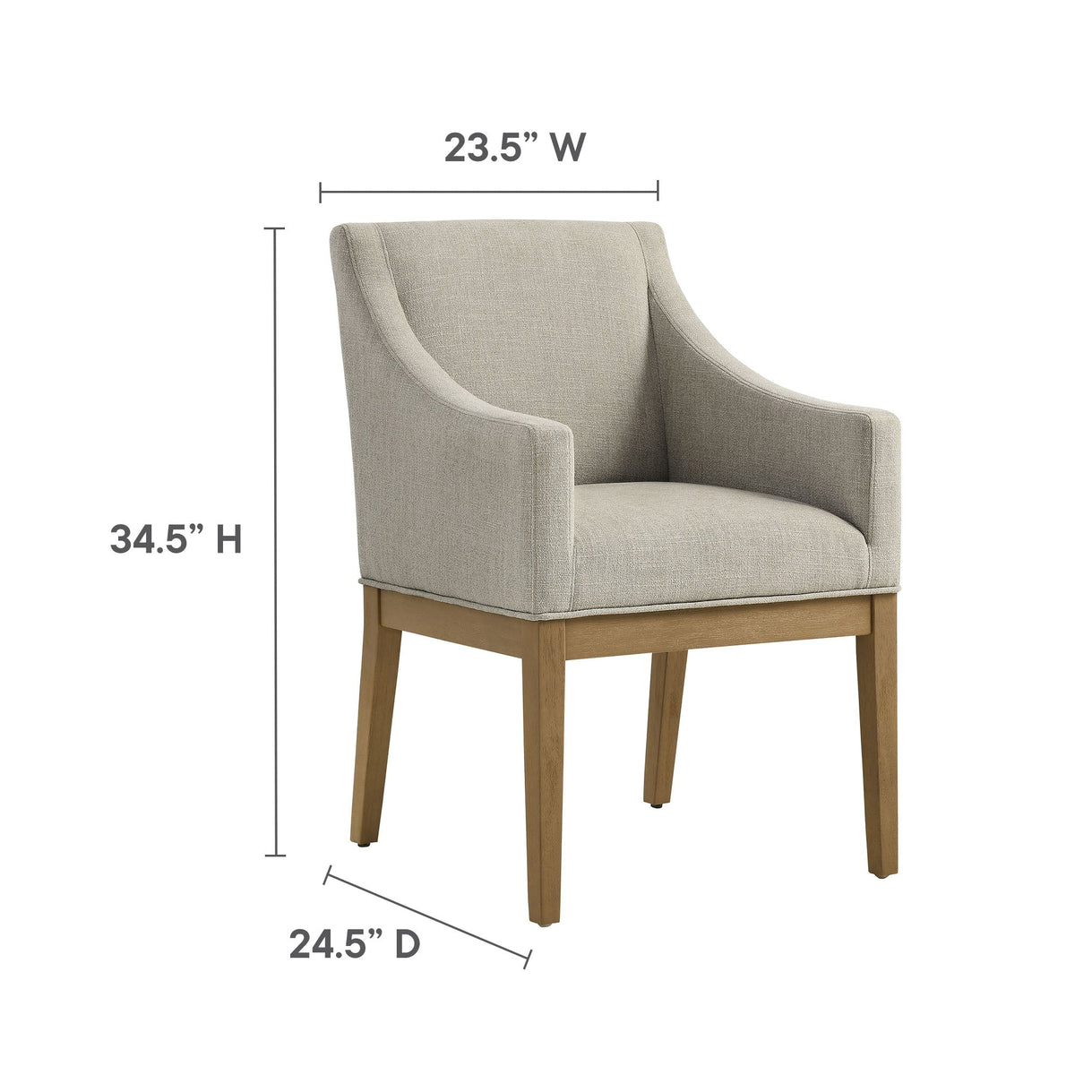 Alton Fabric Upholstered Dining Armchair beige fabric with natural wood legs by Modway on Tampa Home & Garden Store
