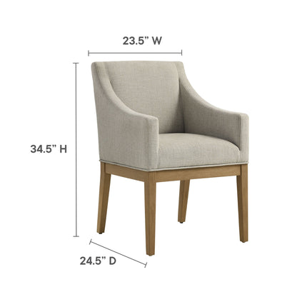 Alton Fabric Upholstered Dining Armchair beige fabric with natural wood legs by Modway on Tampa Home & Garden Store
