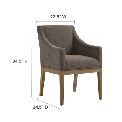 Alton Fabric Upholstered Dining Armchair by Modway, brown textured fabric with solid wood legs on Tampa Home & Garden Store