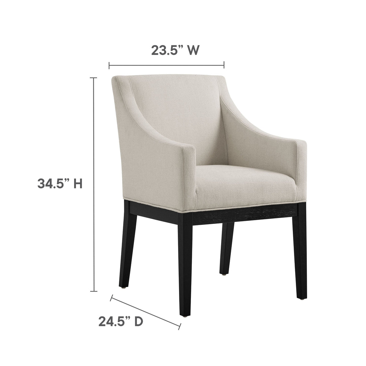 Alton Fabric Upholstered Dining Armchair beige fabric with black wood legs on Tampa Home & Garden Store