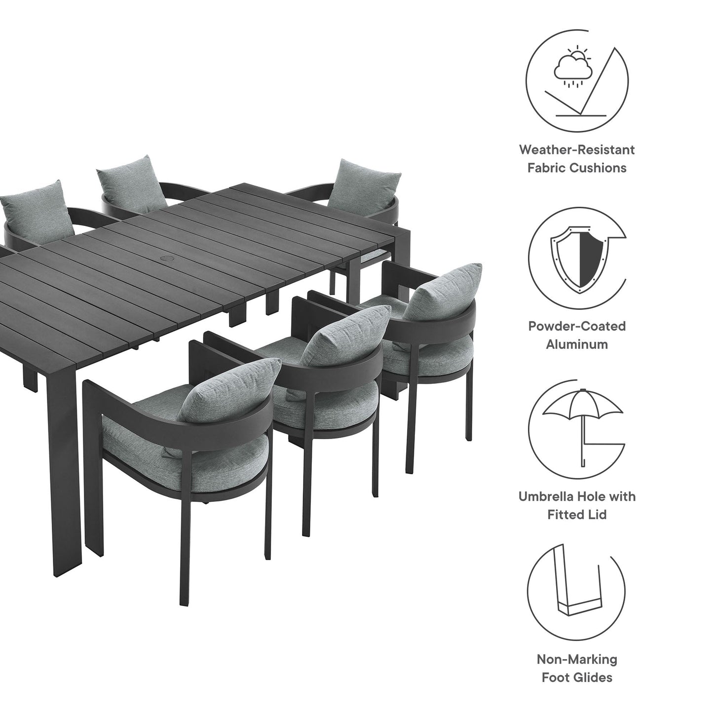 Tahoe Aluminum Outdoor Patio Dining Set and Chair