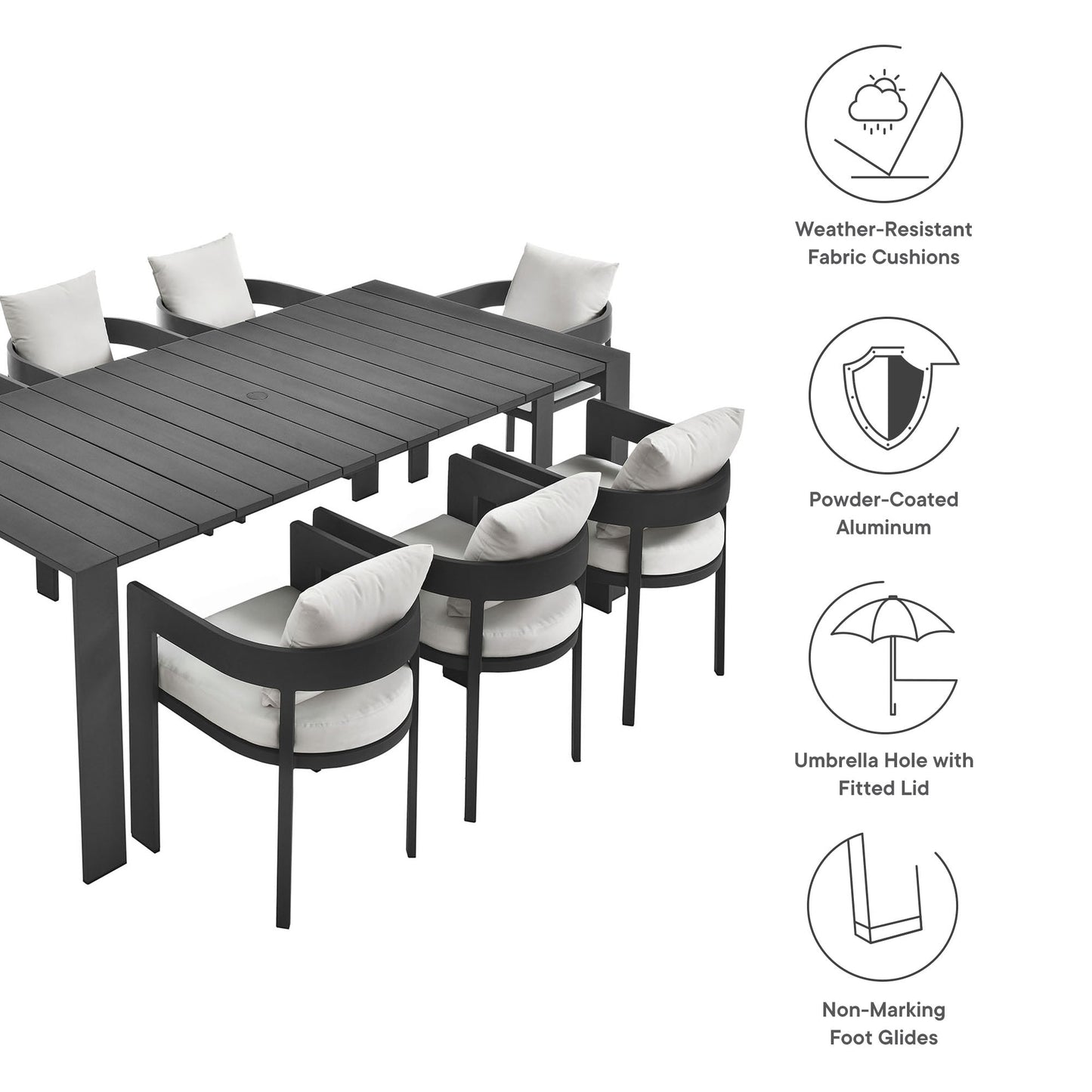 Tahoe Aluminum Outdoor Patio Dining Set and Chair