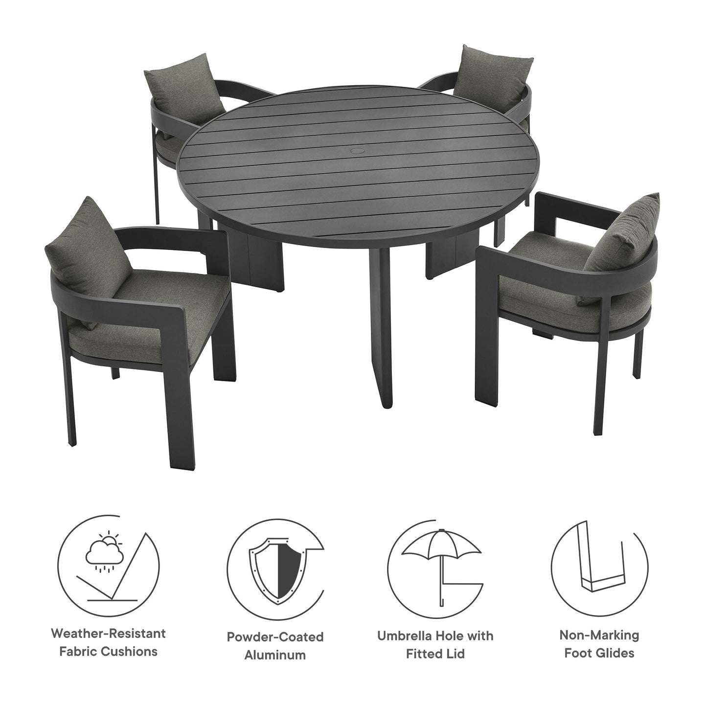 Modway Tahoe and Aluminum Patio Dining Set