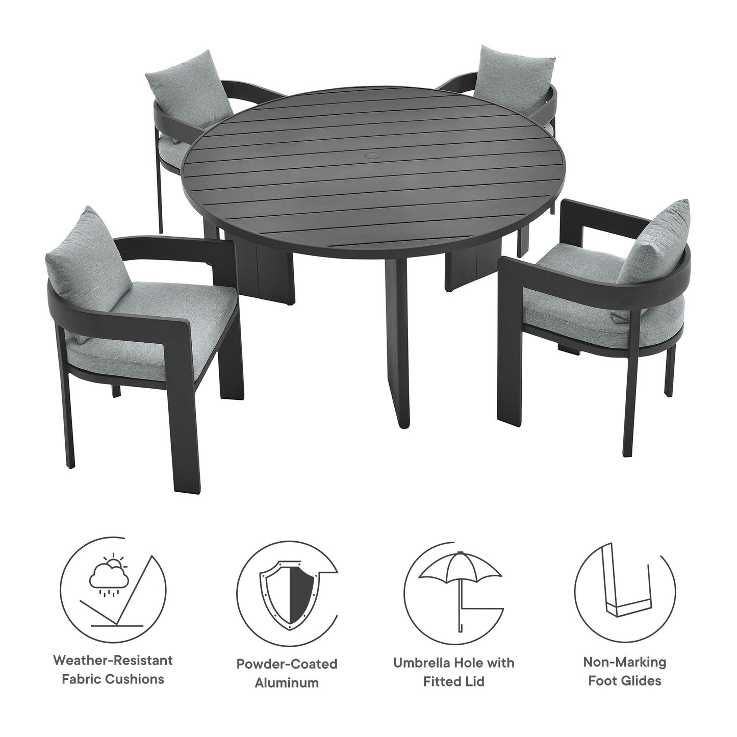 Modway Tahoe and Aluminum Patio Dining Set