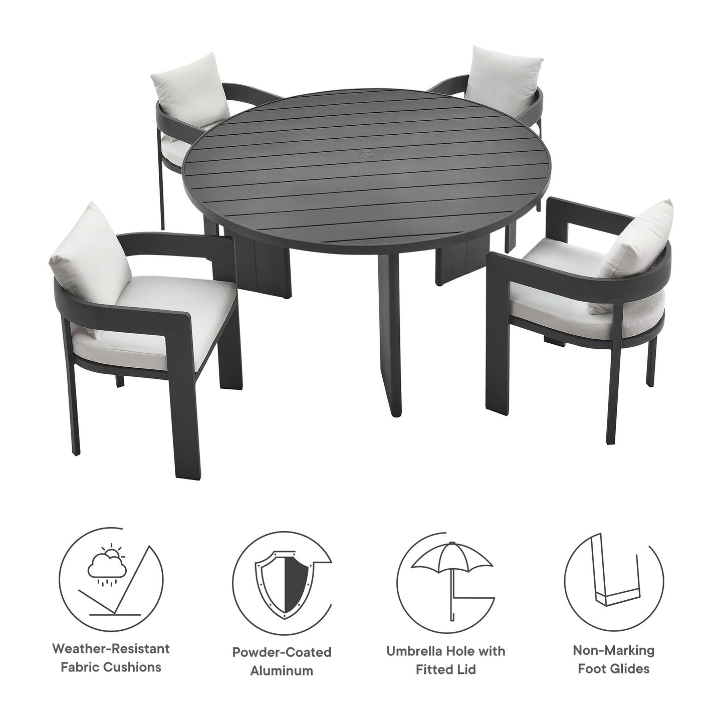 Modway Tahoe and Aluminum Patio Dining Set