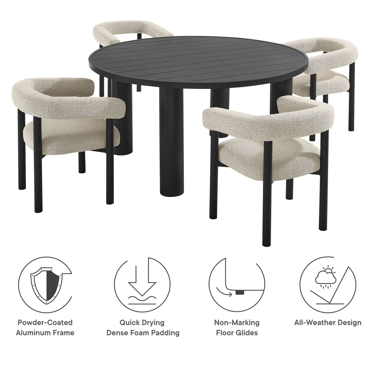 Nautica 5-Piece Round Table and Chairs Set