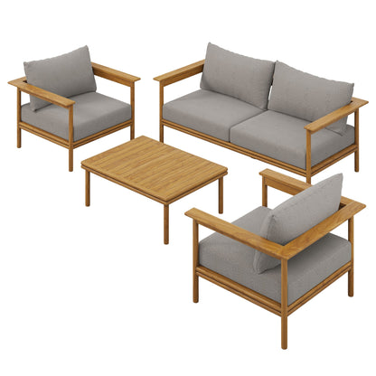 Modway Wren and 4 Piece Teak Patio Furniture Set