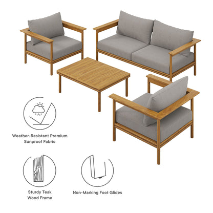 Modway Wren and 4 Piece Teak Patio Furniture Set