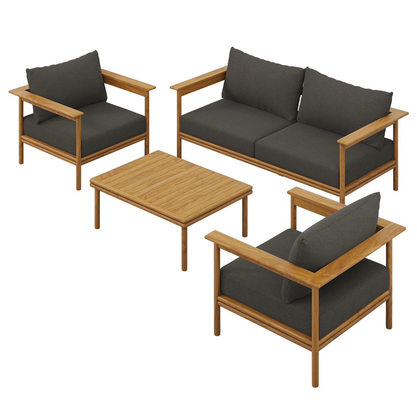Modway Wren and 4 Piece Teak Patio Furniture Set