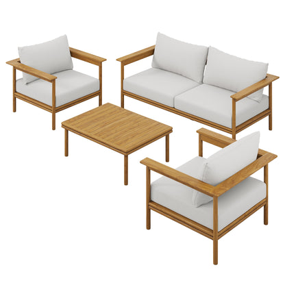 Modway Wren and 4 Piece Teak Patio Furniture Set
