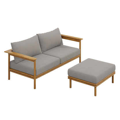Wren Teak Wood Outdoor Sofa and Ottoman Set