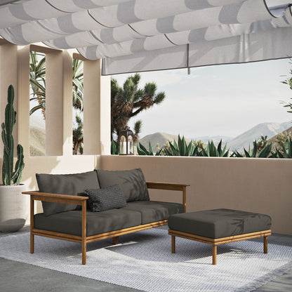 Wren Teak Wood Outdoor Sofa and Ottoman Set