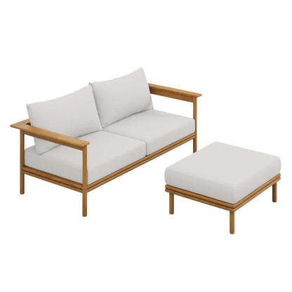 Wren Teak Wood Outdoor Sofa and Ottoman Set