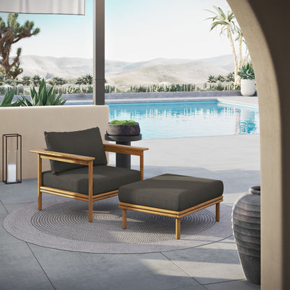 Wren Outdoor Teak Armchair and Ottoman Set